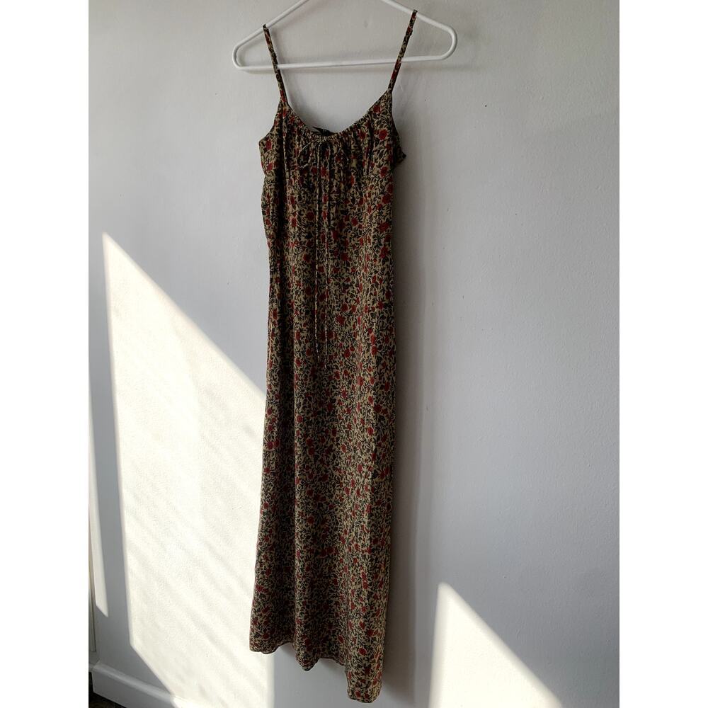 Realisation Alba Silk Floral Spaghetti Strap Midi Slip Dress Dahlia Tan - Picture 7 of 13